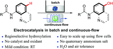 Catalyst And Oxidant Free Electrochemical Para Selective Hydroxylation Of N Arylamides In Batch And Continuous Flow Green Chemistry Rsc Publishing