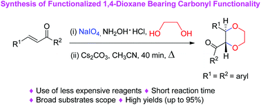 A Practicable Synthesis Of 2 3 Disubstituted 1 4 Dioxanes Bearing A Carbonyl Functionality From A B Unsaturated Ketones Using The Williamson Strategy Organic Biomolecular Chemistry Rsc Publishing