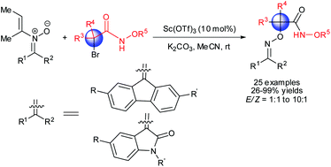 Synthesis Of A Aminooxy Amides Through 3 3 Cycloaddition And Sc Otf 3 Catalyzed Double C N Bond Cleavage In A One Pot Reaction Organic Biomolecular Chemistry Rsc Publishing