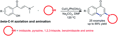 Toward C2 Nitrogenated Chromones By Copper Catalyzed B C Sp2 H N Heteroarylation Of Enaminones Organic Chemistry Frontiers Rsc Publishing