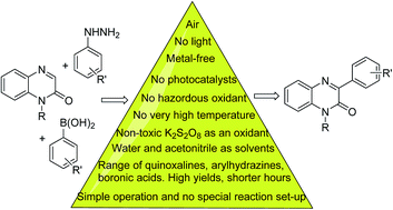 K2s2o8 Mediated C 3 Arylation Of Quinoxalin 2 1h Ones Under Metal Photocatalyst And Light Free Conditions Rsc Advances Rsc Publishing