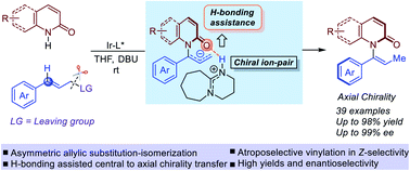 Asymmetric Allylic Substitution Isomerization To Axially Chiral Enamides Via Hydrogen Bonding Assisted Central To Axial Chirality Transfer Chemical Science Rsc Publishing