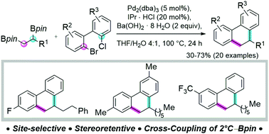 A Site Selective And Stereospecific Cascade Suzuki Miyaura Annulation Of Alkyl 1 2 Bisboronic Esters And 2 2 Dihalo 1 1 Biaryls Chemical Communications Rsc Publishing