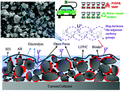 Green water-based binders for LiFePO4/C cathodes in Li-ion