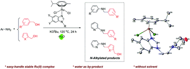 Half Sandwich Ru Ii Arene Complexes Bearing Benzimidazole Ligands For The N Alkylation Reaction Of Aniline With Alcohols In A Solvent Free Medium New Journal Of Chemistry Rsc Publishing