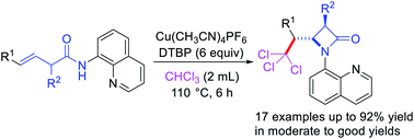 Copper I Catalyzed Radical Carboamination Reaction Of 8 Aminoquinoline Oriented Buteneamides With Chloroform Synthesis Of B Lactams Rsc Advances Rsc Publishing