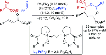 Asymmetric Synthesis Of Dihydro 1 3 Dioxepines By Rh Ii Sm Iii Relay Catalytic Three Component Tandem 4 3 Cycloaddition Chemical Science Rsc Publishing