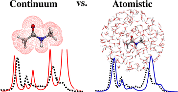 Continuum vs. atomistic approaches to computational spectroscopy 