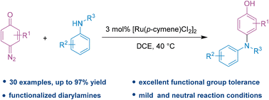 Ruthenium-catalyzed reaction of diazoquinones with arylamines to