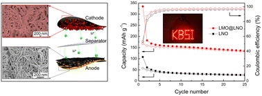 Rechargeable Li-ion full batteries based on one-dimensional Li