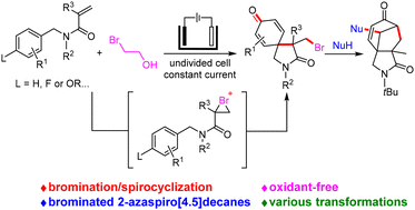 Electrochemical electrophilic bromination/spirocyclization of N