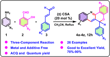 CSA-catalyzed three-component synthesis of 6-aryl-6H-chromeno[4,3-b]quinolines