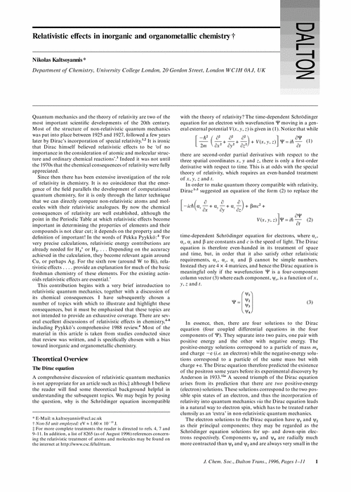 Relativistic effects in inorganic and organometallic chemistry