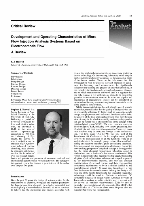 Development and Operating Characteristics of Micro Flow Injection Based on Electroosmotic Flow