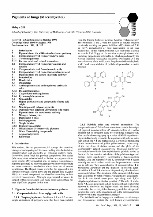 Pigments of fungi (Macromycetes)