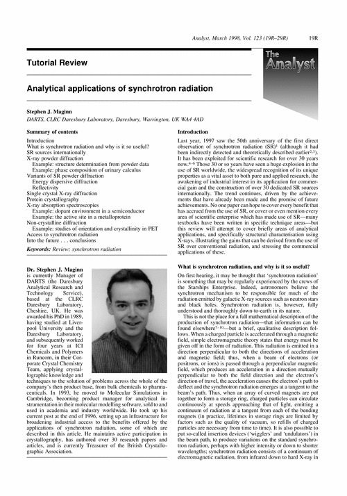 Tutorial Review. Analytical applications of synchrotron radiation