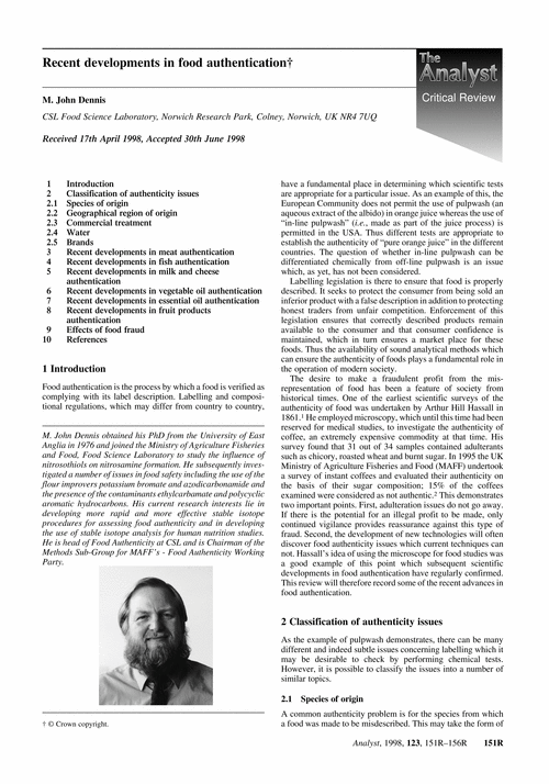 Recent developments in food authentication†