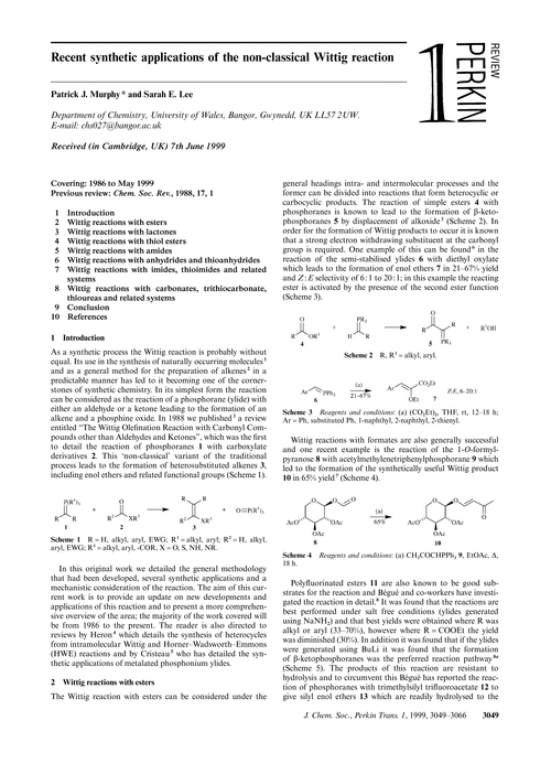 Recent synthetic applications of the non-classical Wittig reaction