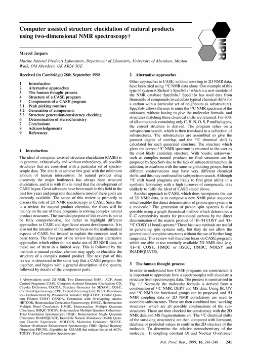 Computer assisted structure elucidation of natural products using two-dimensional NMR spectroscopy†