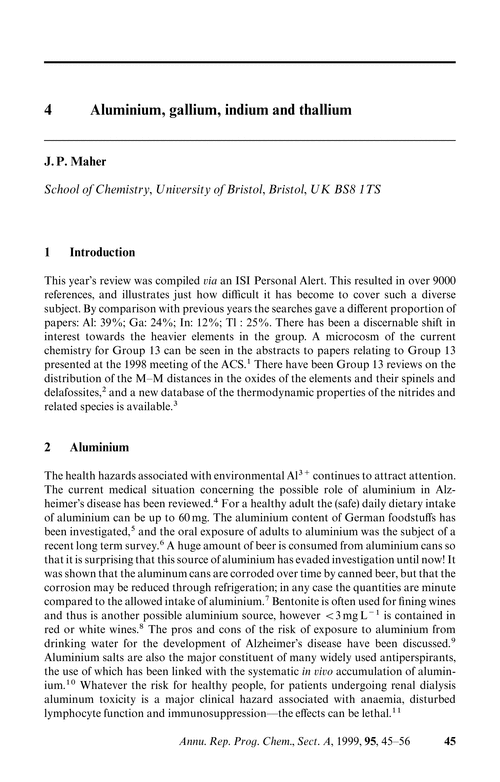 Chapter 4. Aluminium, gallium, indium and thallium