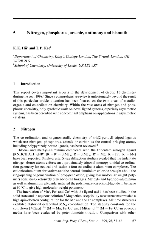 Chapter 5. Nitrogen, phosphorus, arsenic, antimony and bismuth