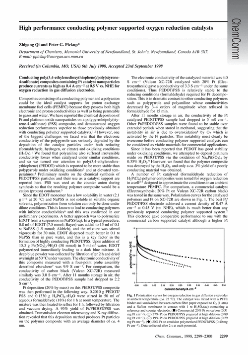 High performance conducting polymer supported oxygen reduction catalysts