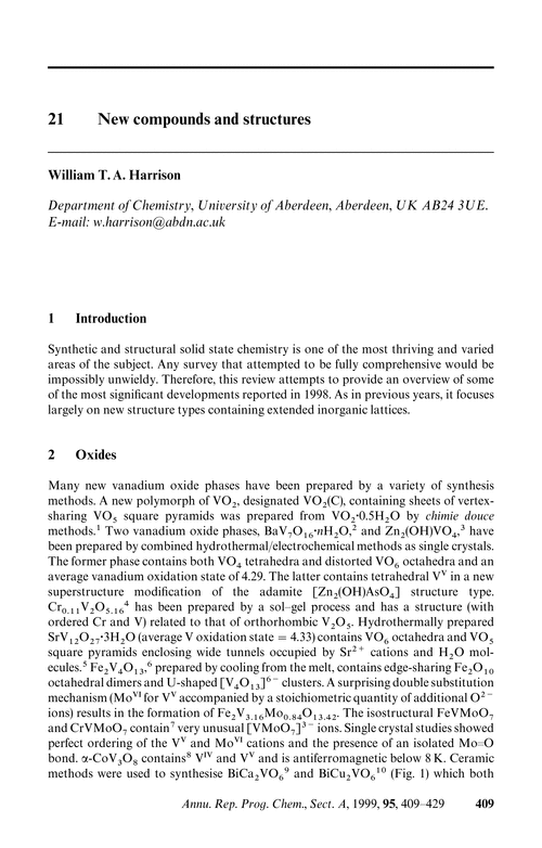 Chapter 21. New compounds and structures