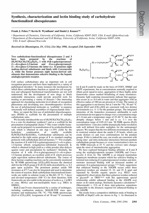 Synthesis, characterization and lectin binding study of carbohydrate functionalized silsesquioxanes