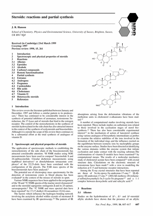 Steroids: reactions and partial synthesis