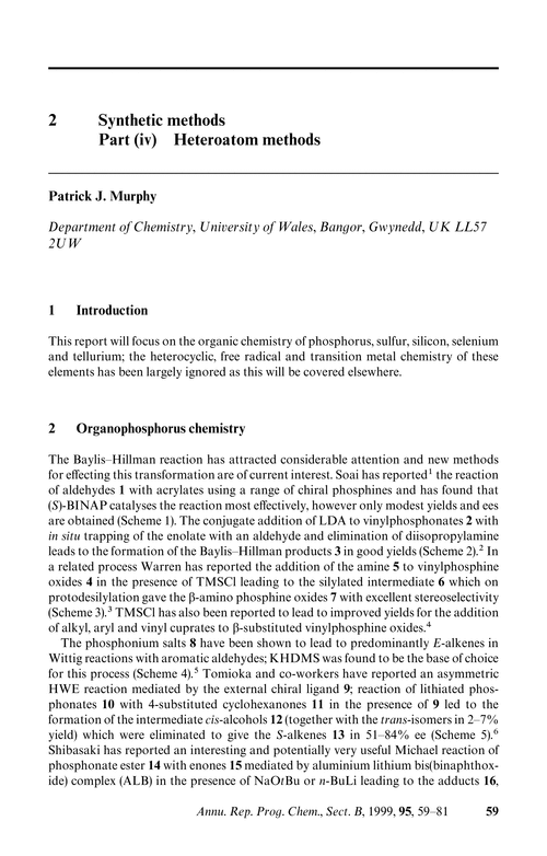 Chapter 2. Synthetic methods . Part (iv) Heteroatom methods