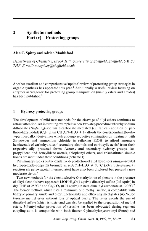 Chapter 2. Synthetic methods . Part (v) Protecting groups