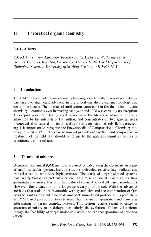 Chapter 11. Theoretical organic chemistry