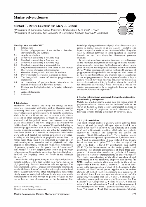 Marine polypropionates