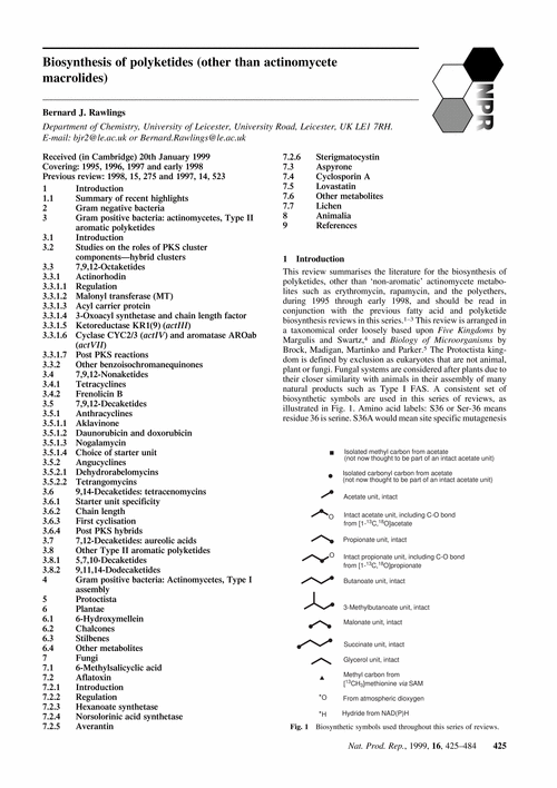 Biosynthesis of polyketides (other than actinomycete macrolides)