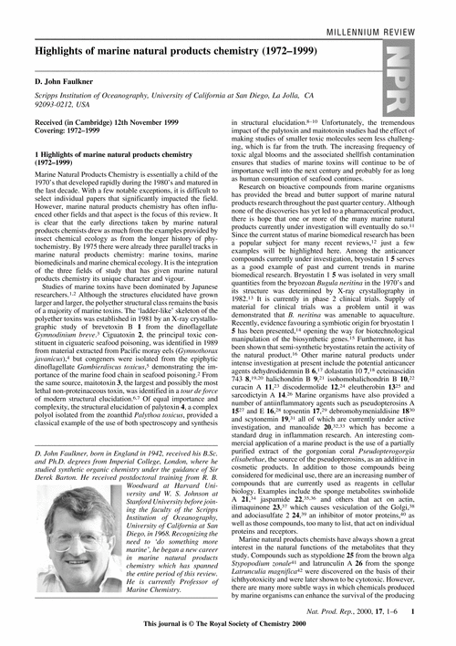 Highlights of marine natural products chemistry (1972–1999)