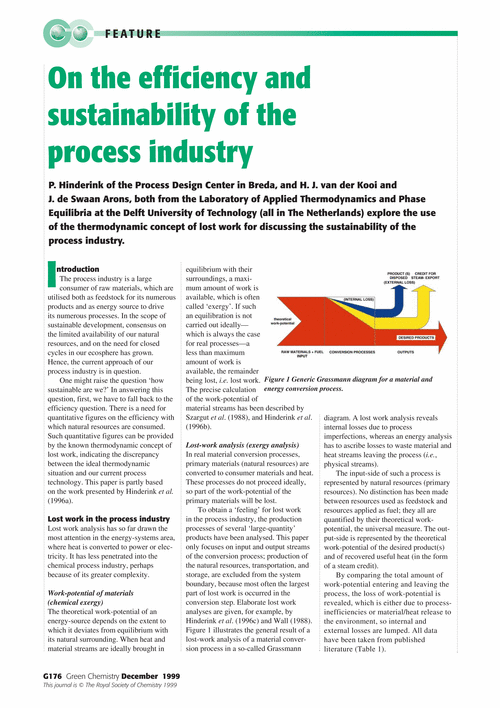 On the efficiency and sustainability of the process industry