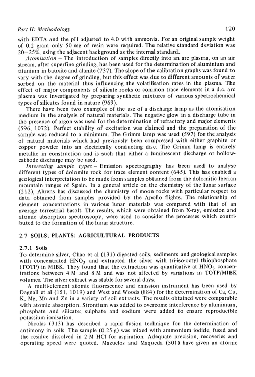 Soils; plants; agricultural products