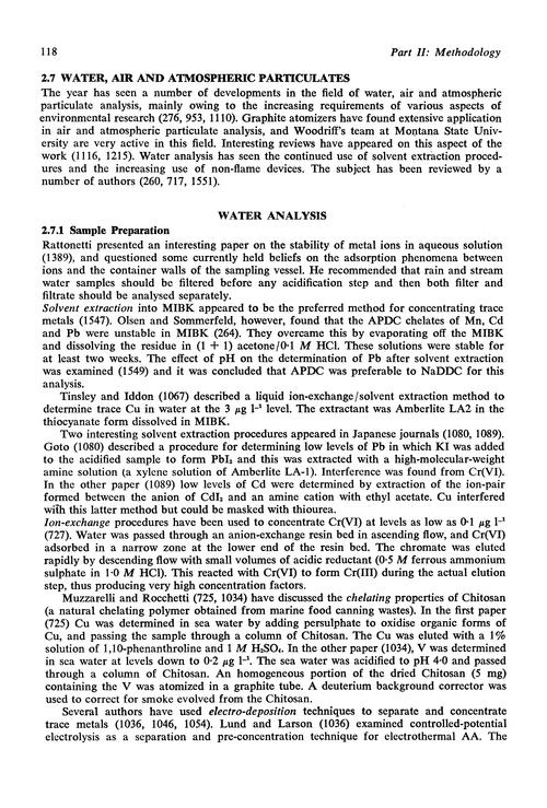Water, air and atmospheric particulates