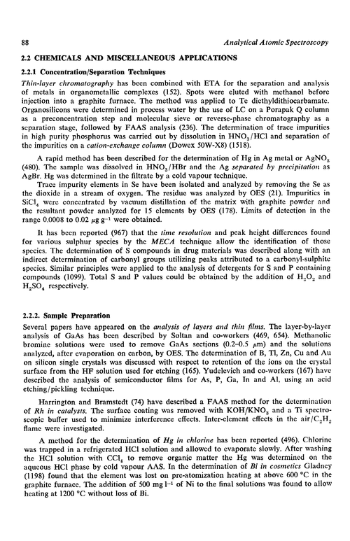Chemicals and miscellaneous applications