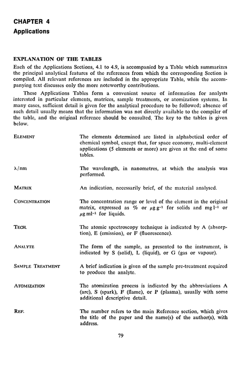 Explanation of the tables