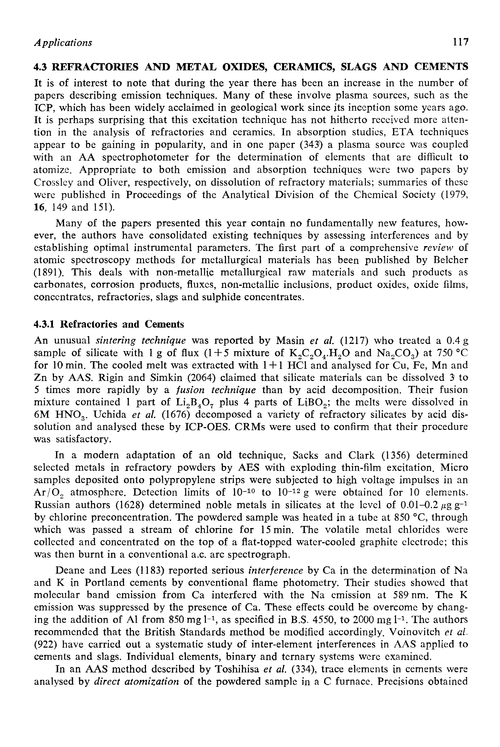 Refractories and metal oxides, ceramics, slags and cements