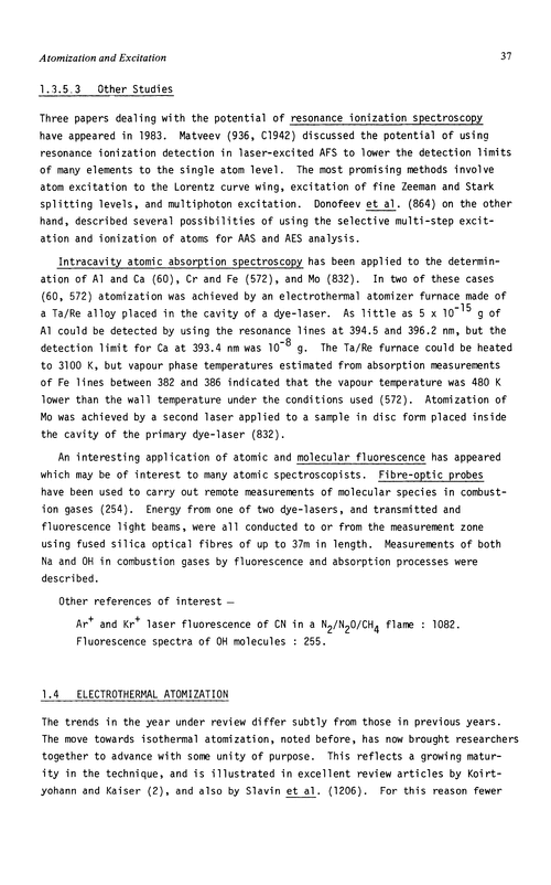 Electrothermal Atomization Annual Reports On Analytical