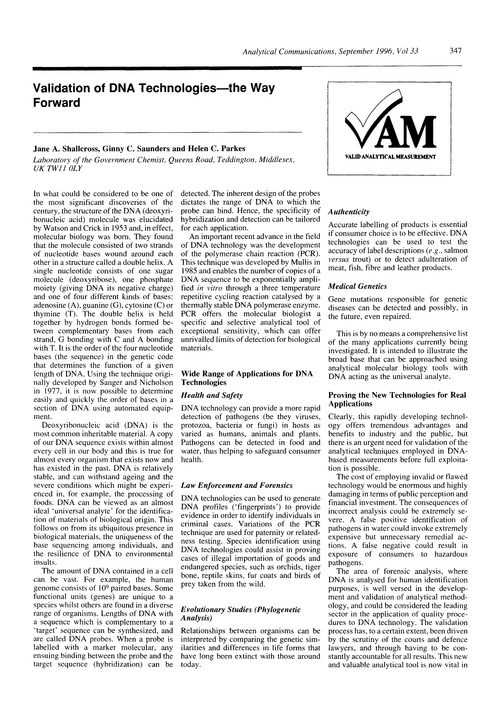 Validation of DNA technologies—the way forward