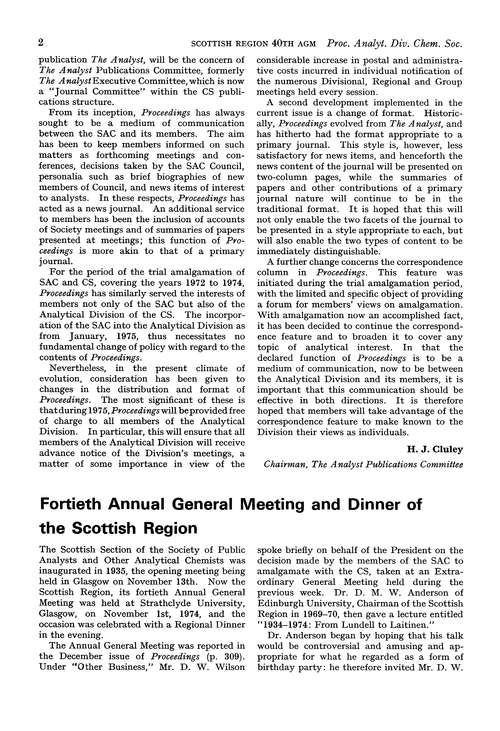 Fortieth Annual General Meeting and Dinner of the Scottish Region