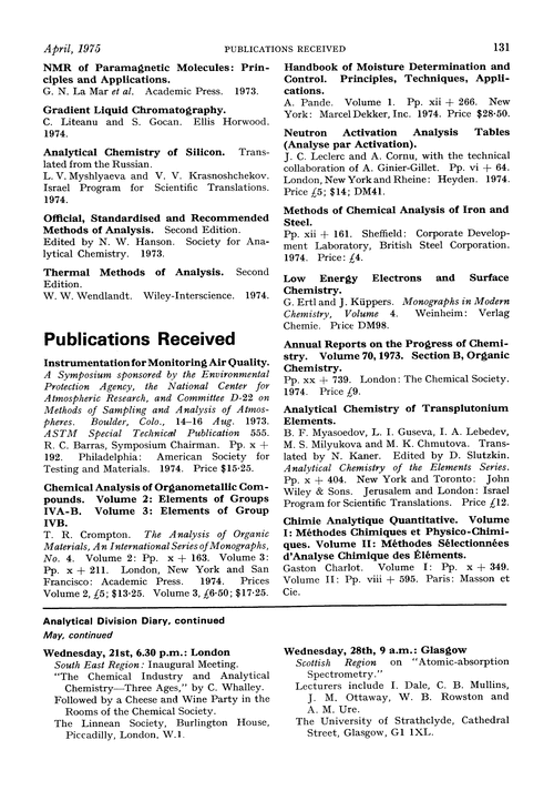 Publications received