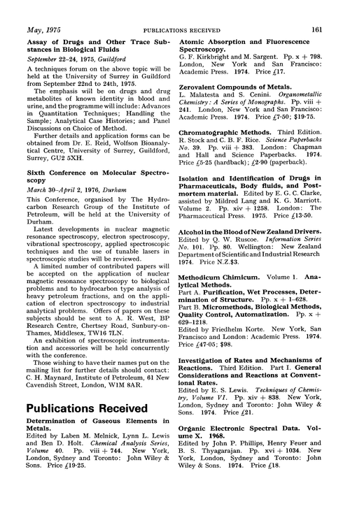 Publications received