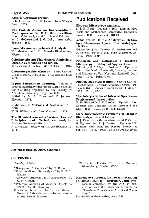 Publications received