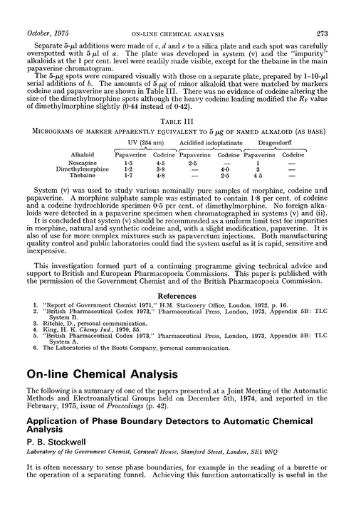 On-line chemical analysis