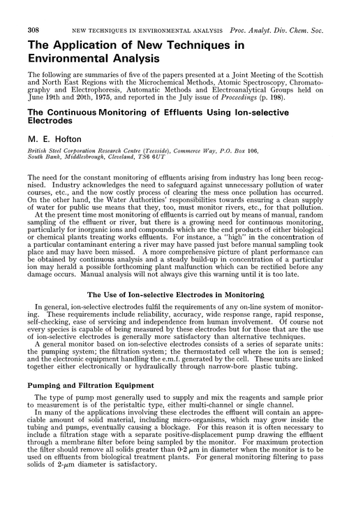 The application of new techniques in environmental analysis