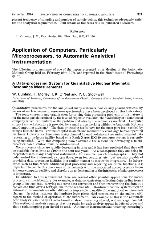 Application of computers, particularly microprocessors, to automatic analytical instrumentation